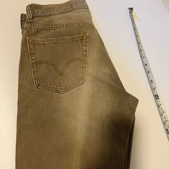 Levi's Mens 505 Regular Fit Jeans Distressed Khaki Color 32 x 26" - Picture 5 of 10